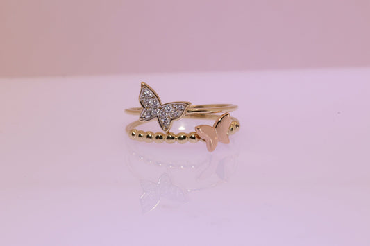 14k Gold Cubic Zirconia Butterfly Ring G