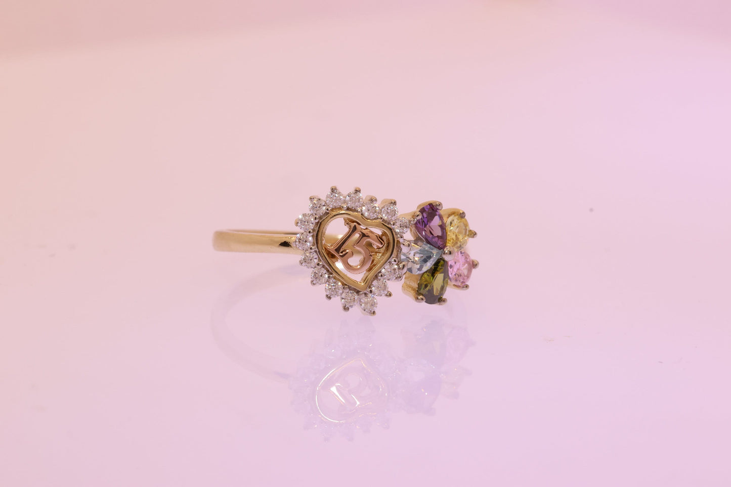 14K Gold 15 Anos Quinceanera Ring A