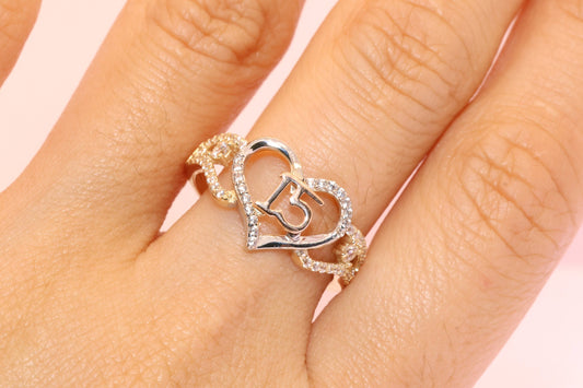 14K Gold 15 Anos Quinceanera Heart Ring G