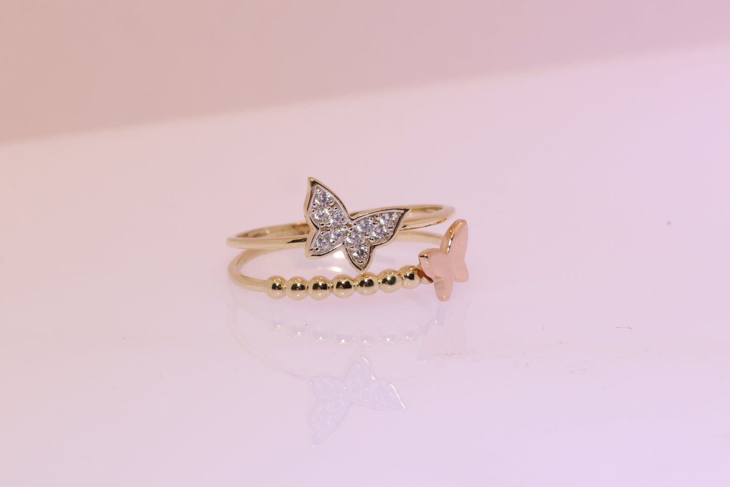 14k Gold Cubic Zirconia Butterfly Ring G