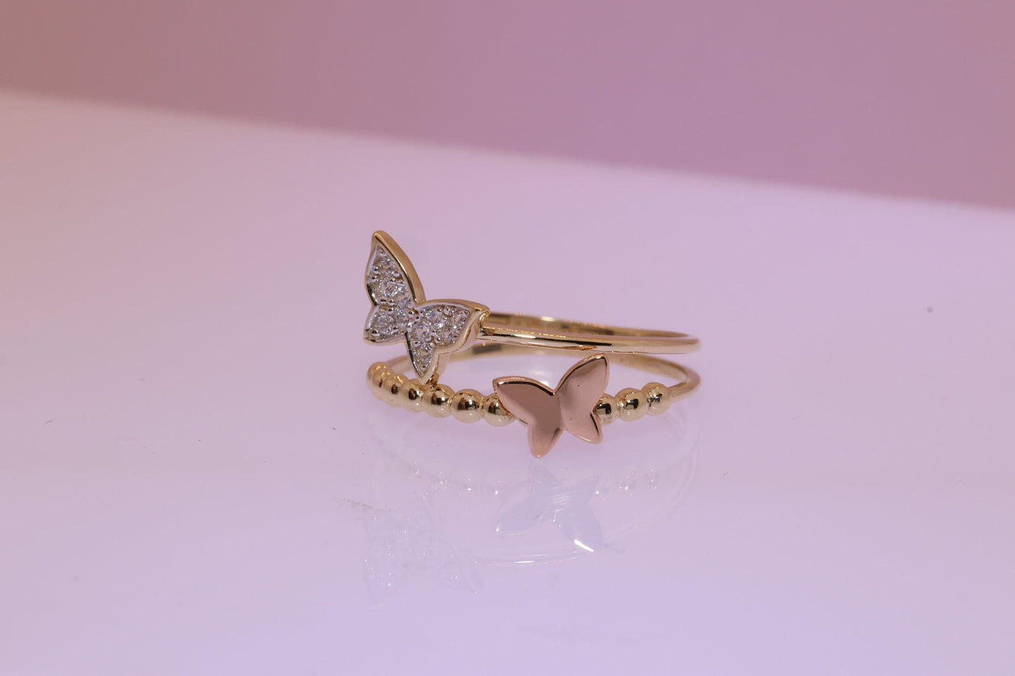 14k Gold Cubic Zirconia Butterfly Ring G