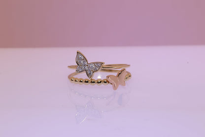 14k Gold Cubic Zirconia Butterfly Ring G