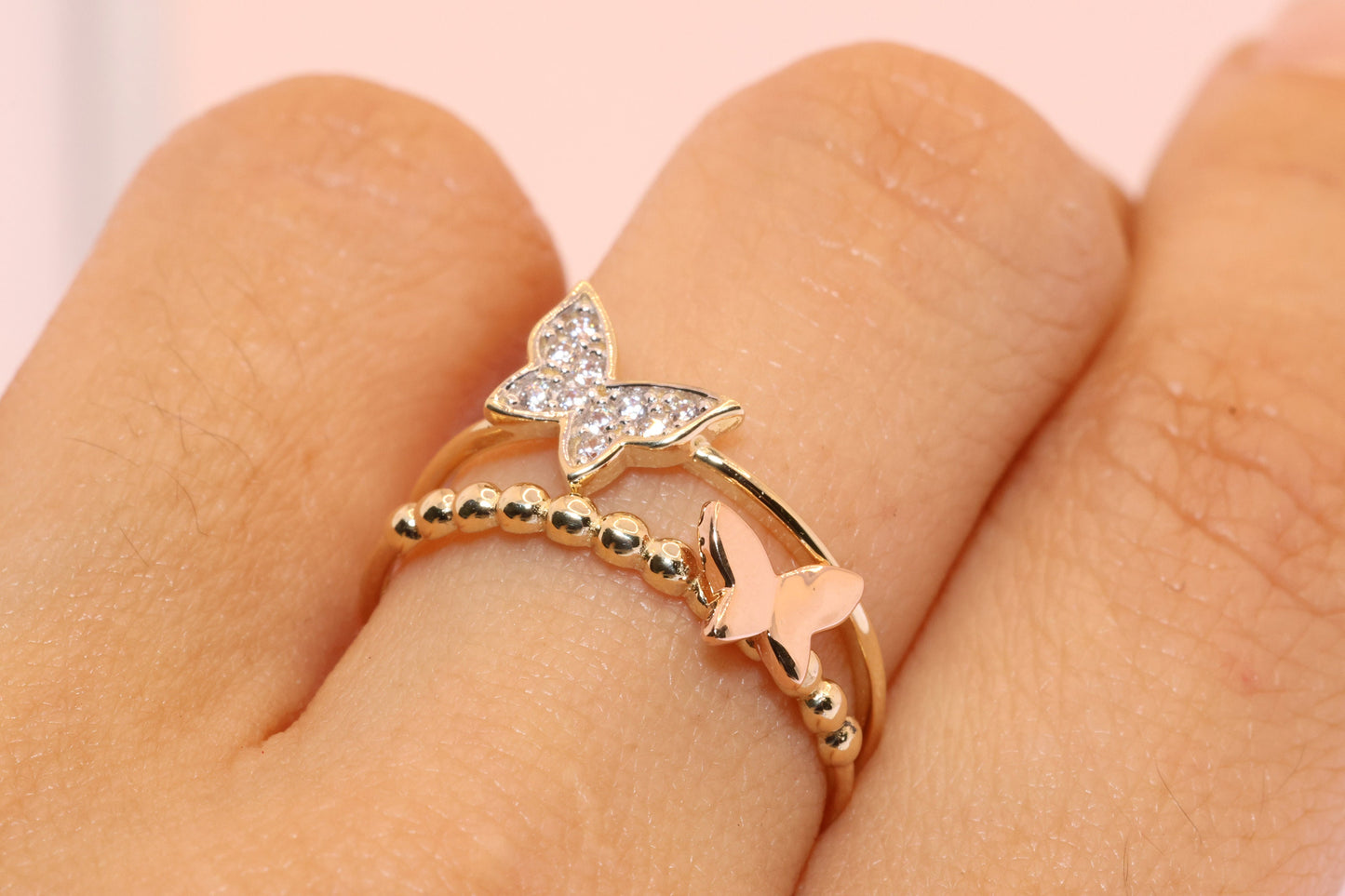 14k Gold Cubic Zirconia Butterfly Ring G