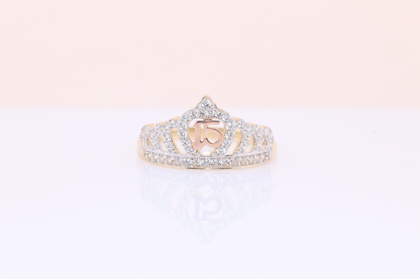 14K Gold 15 Anos Quinceanera Crown Ring HH