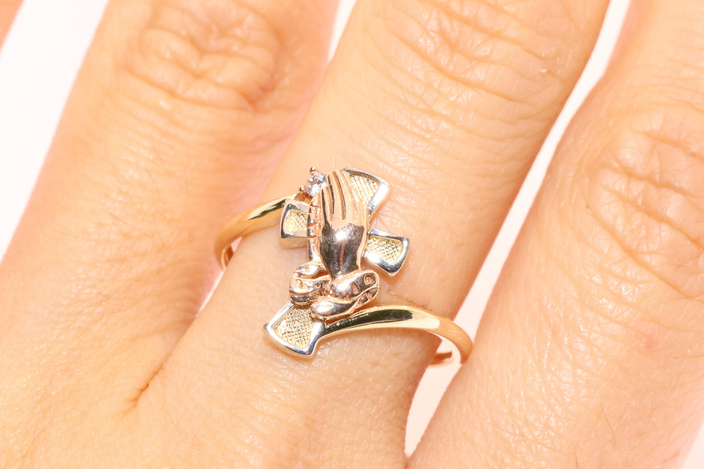 14k Solid Gold Praying Hands Ring A