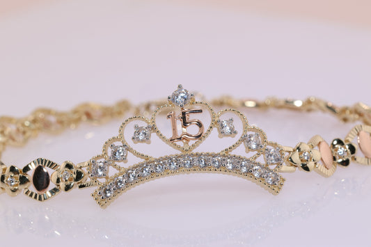 14K Gold 15 Anos Quinceanera Bracelet D