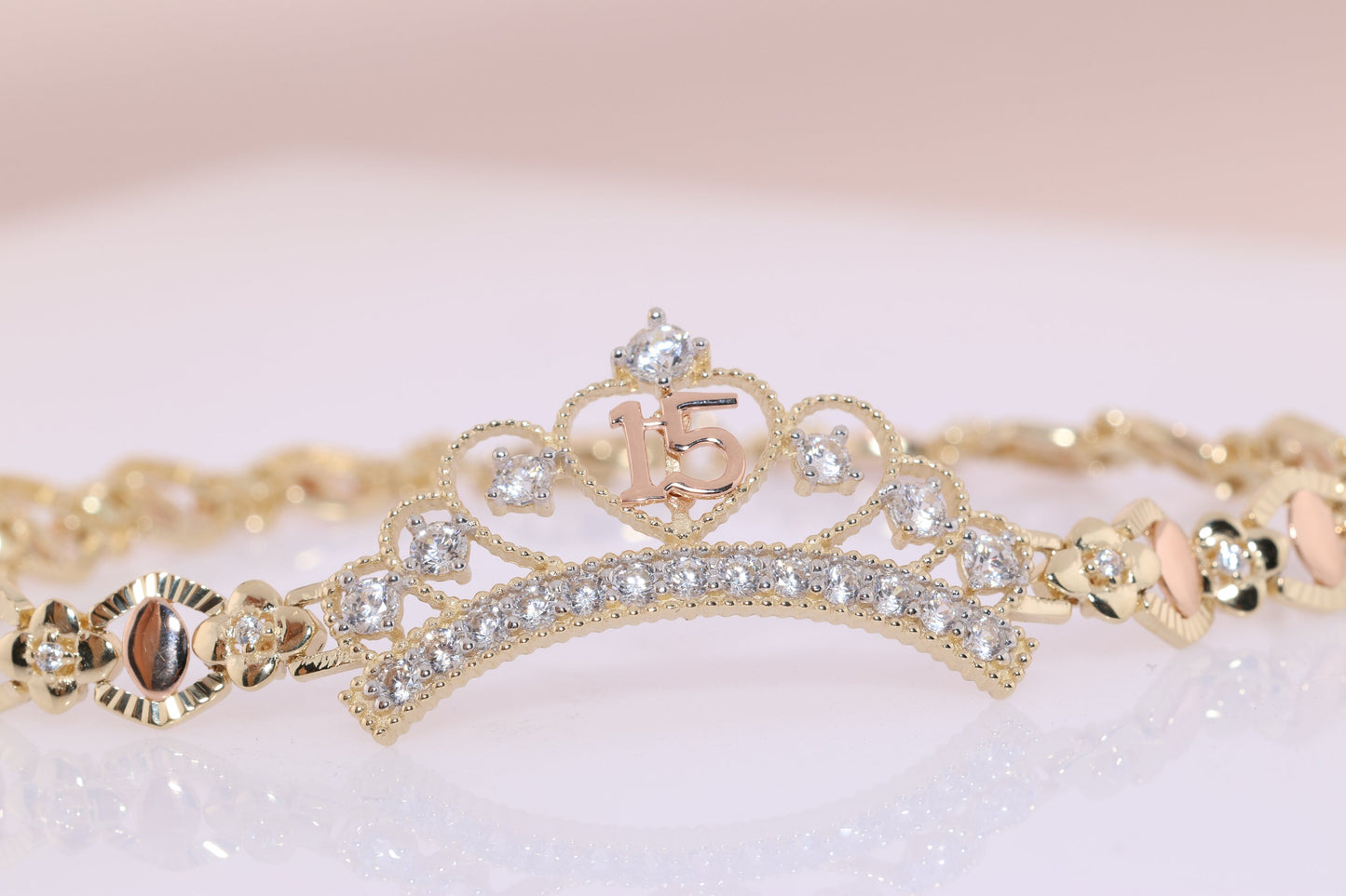 14K Gold 15 Anos Quinceanera Bracelet D