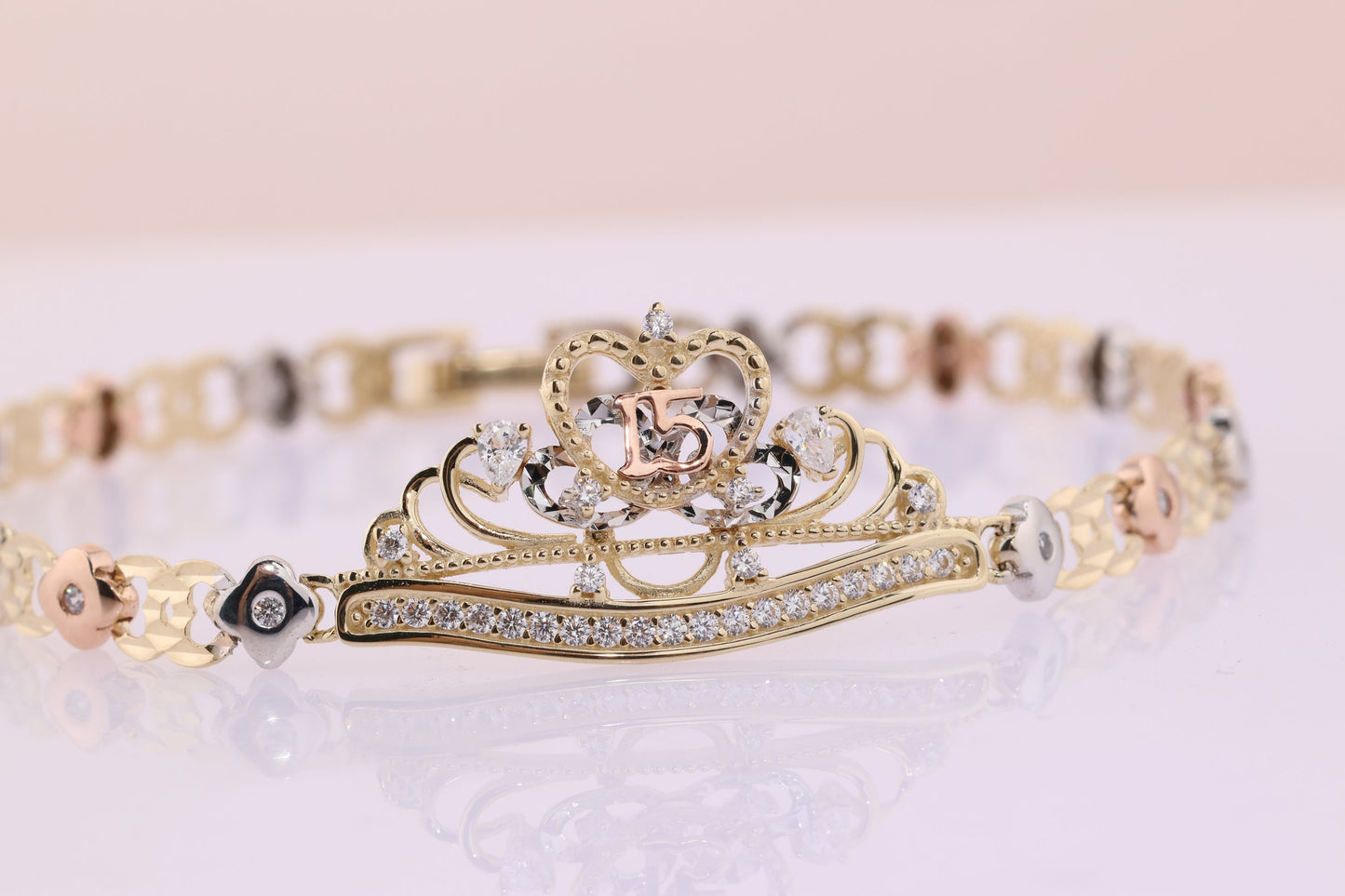 14K Gold 15 Anos Quinceanera Bracelet C