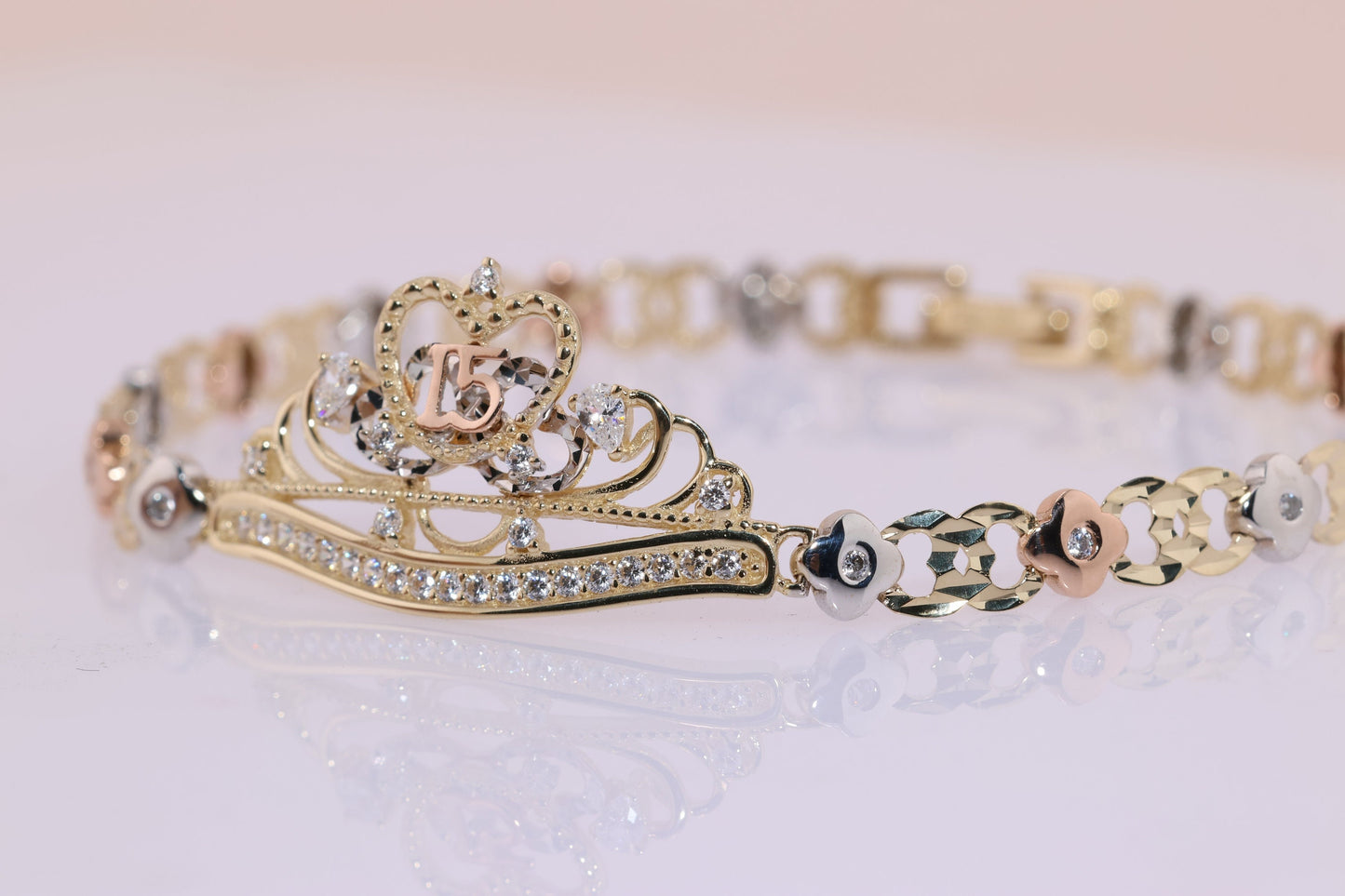 14K Gold 15 Anos Quinceanera Bracelet C