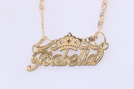 10K 14K Solid Real Gold Crown Name Personalized Pendant