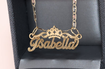 10K 14K Solid Real Gold Crown Name Personalized Pendant