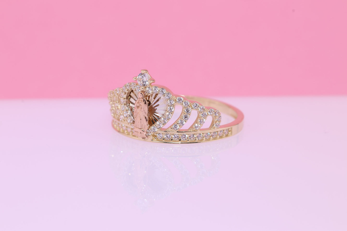 14k Solid Gold Virgin Mary Virgen Maria Lady Guadalupe Ring E