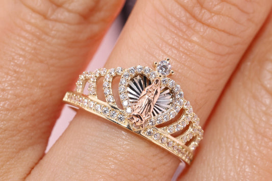 14k Solid Gold Virgin Mary Virgen Maria Lady Guadalupe Ring E
