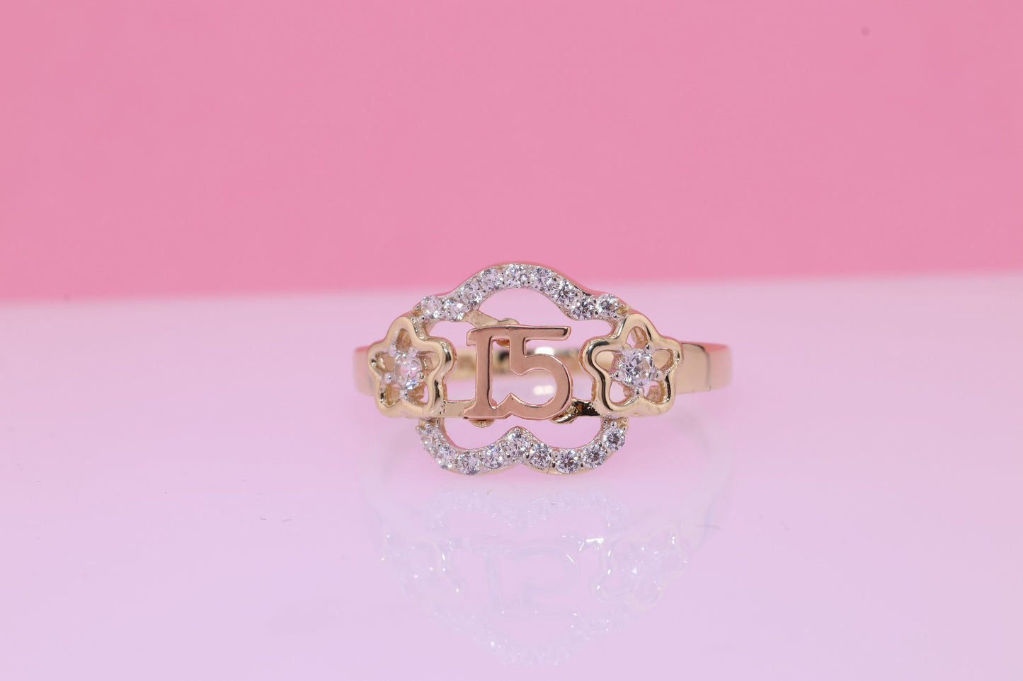 14K Gold 15 Anos Quinceanera Crown Ring R