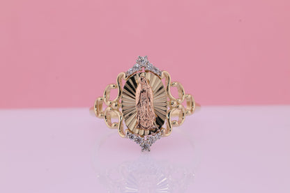 14k Solid Gold Virgin Mary Virgen Maria Lady Guadalupe Ring R