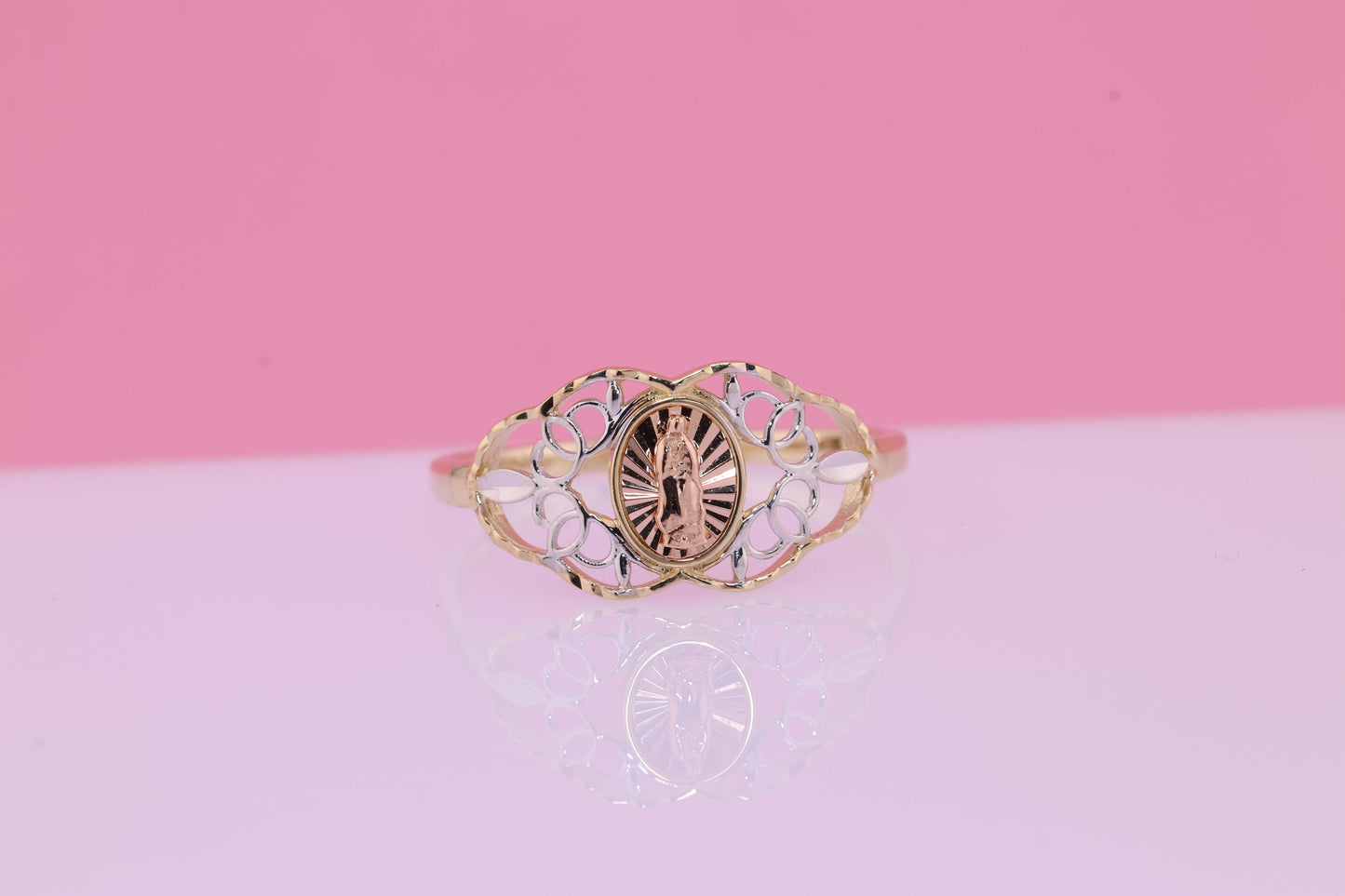 14k Solid Gold Virgin Mary Virgen Maria Lady Guadalupe Ring Q