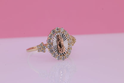 14k Solid Gold Virgin Mary Virgen Maria Lady Guadalupe Ring  D