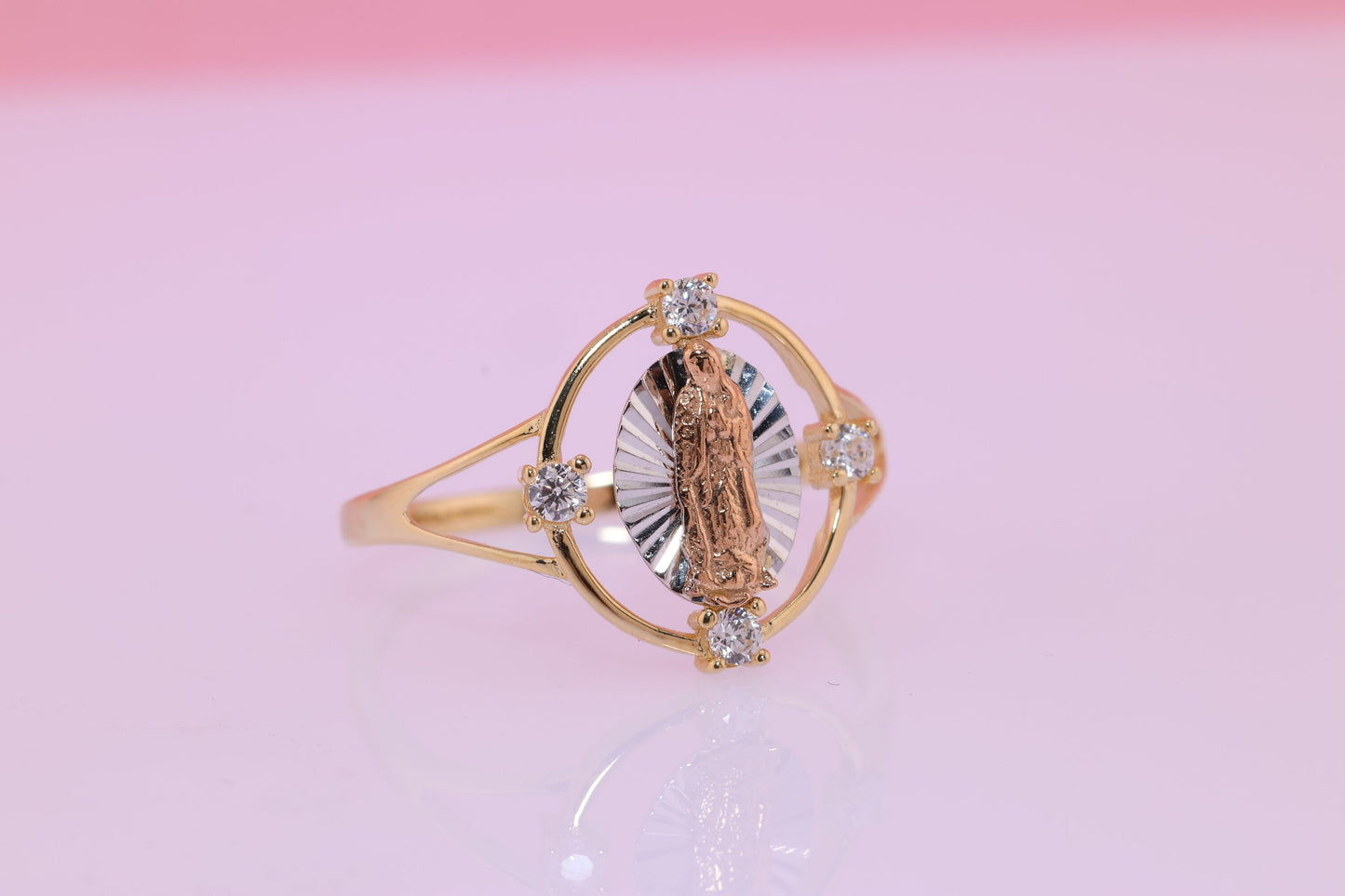 14k Solid Gold Virgin Mary Virgen Maria Lady Guadalupe Ring J
