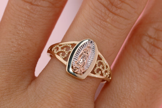 14k Solid Gold Virgin Mary Virgen Maria Lady Guadalupe Ring I