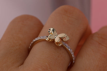 14k Two Tone Color Butterfly Ring A