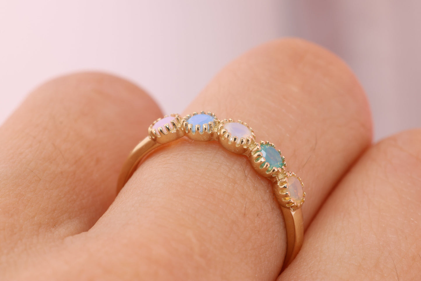 14K Gold Opal Colorful Ring