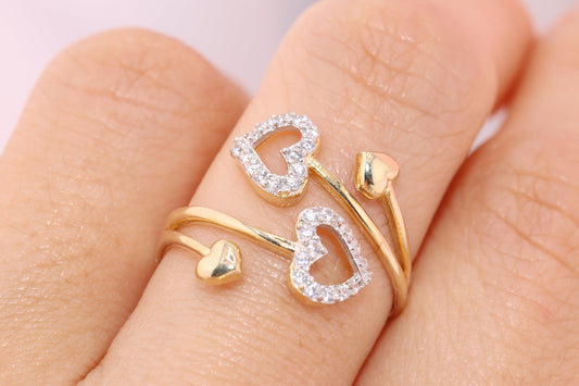 14k Solid Gold Heart CZ Ring A