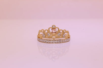 14K Gold 15 Anos Quinceanera Princess Tiara Crown Ring