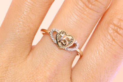 14K Gold 15 Anos Quinceanera Heart Ring C