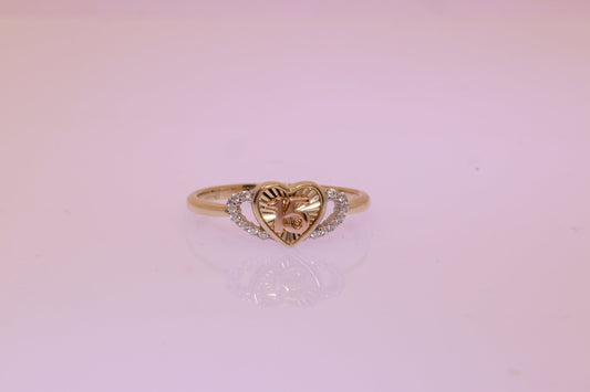 14K Gold 15 Anos Quinceanera Heart Ring C