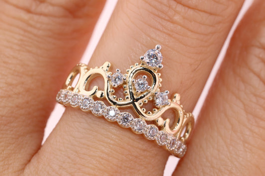 14K Gold 15 Anos Quinceanera Crown Ring N