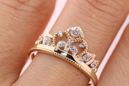 14K Gold 15 Anos Quinceanera Crown Ring M