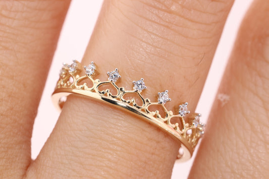 14K Gold 15 Anos Quinceanera Crown Ring L