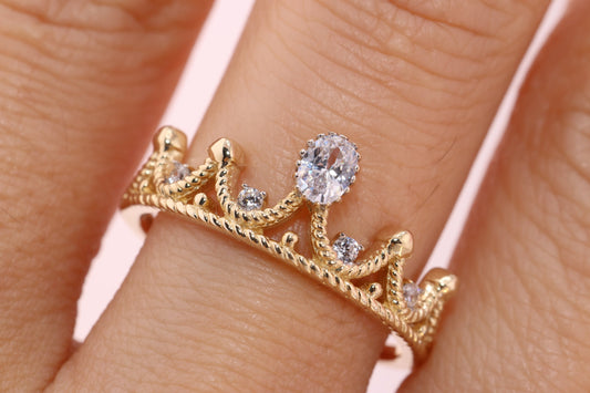 14K Gold 15 Anos Quinceanera Crown Ring I