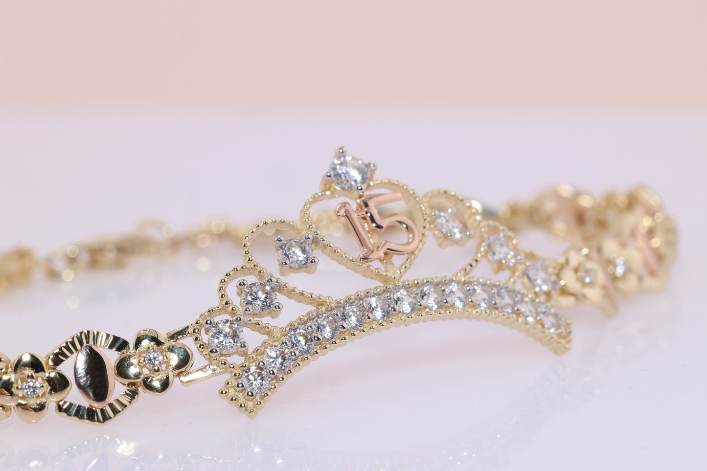14K Gold 15 Anos Quinceanera Bracelet D