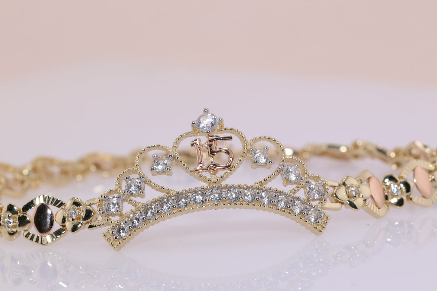 14K Gold 15 Anos Quinceanera Bracelet D