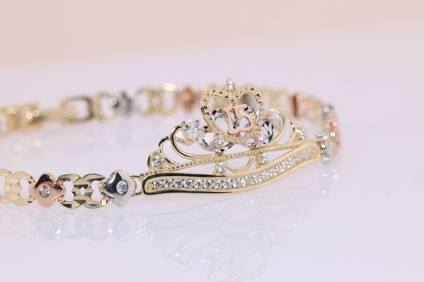 14K Gold 15 Anos Quinceanera Bracelet C