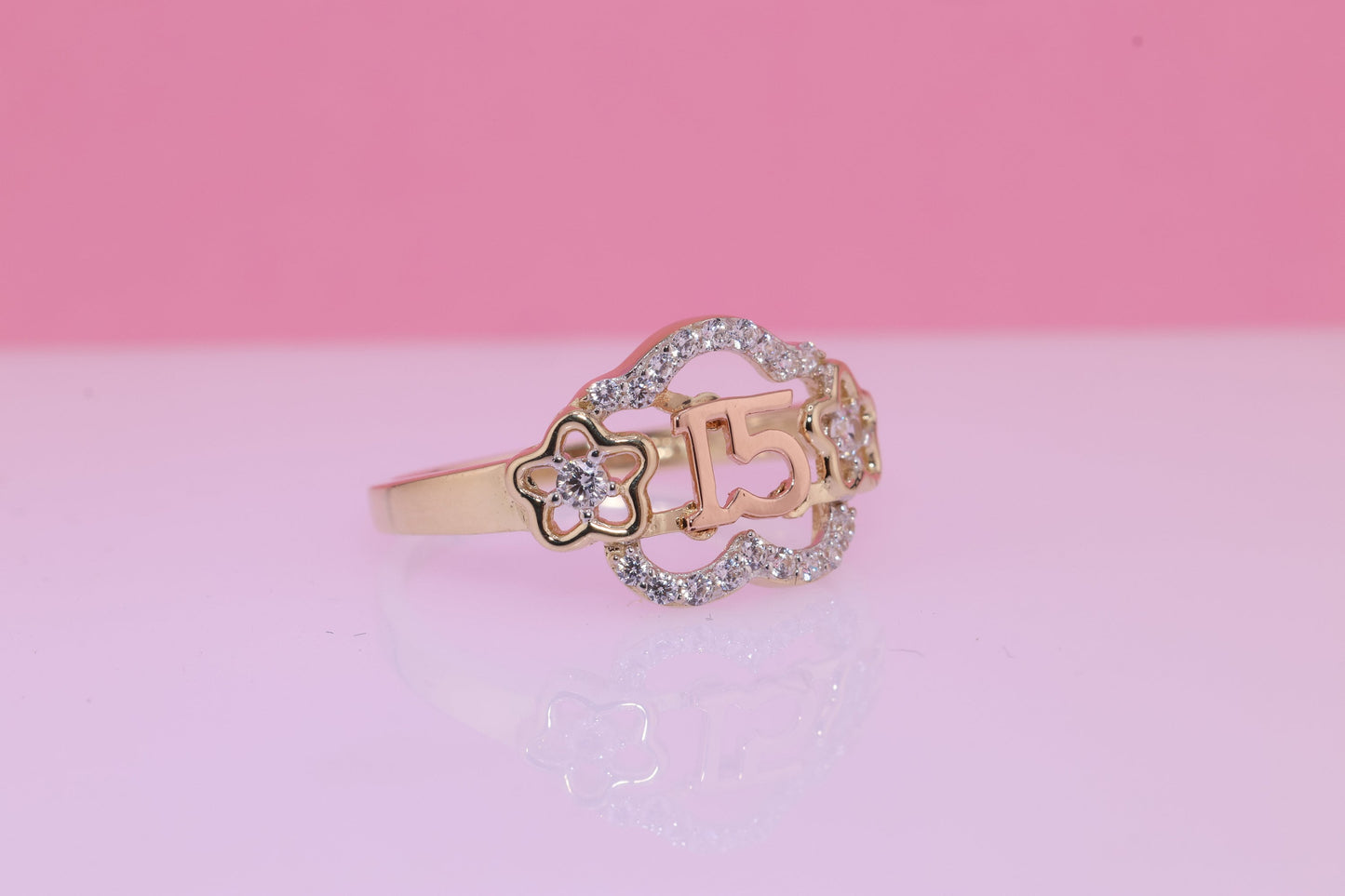 14K Gold 15 Anos Quinceanera Crown Ring R