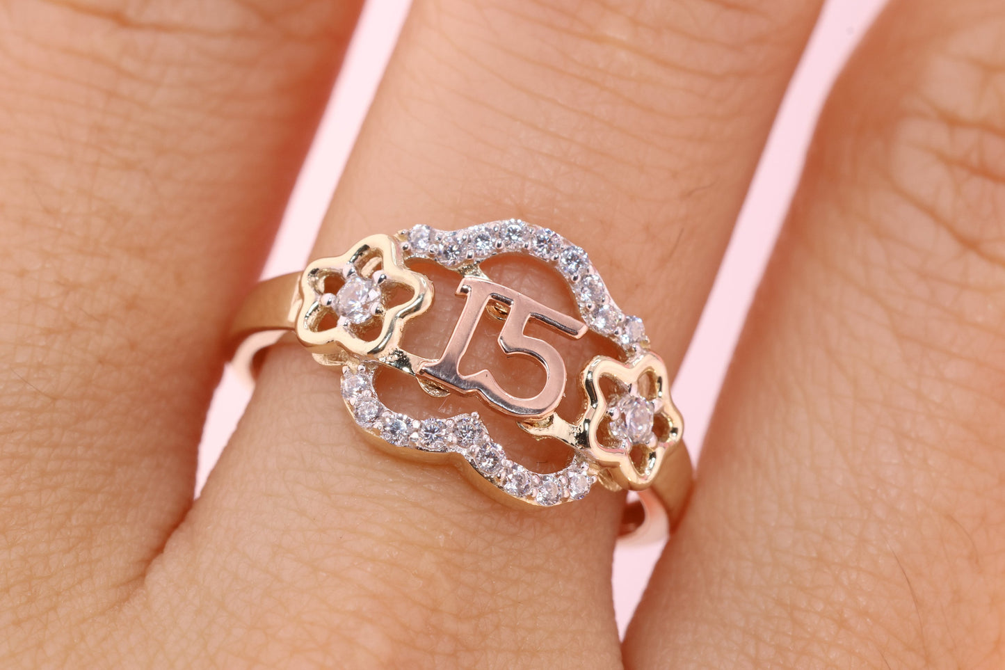 14K Gold 15 Anos Quinceanera Crown Ring R