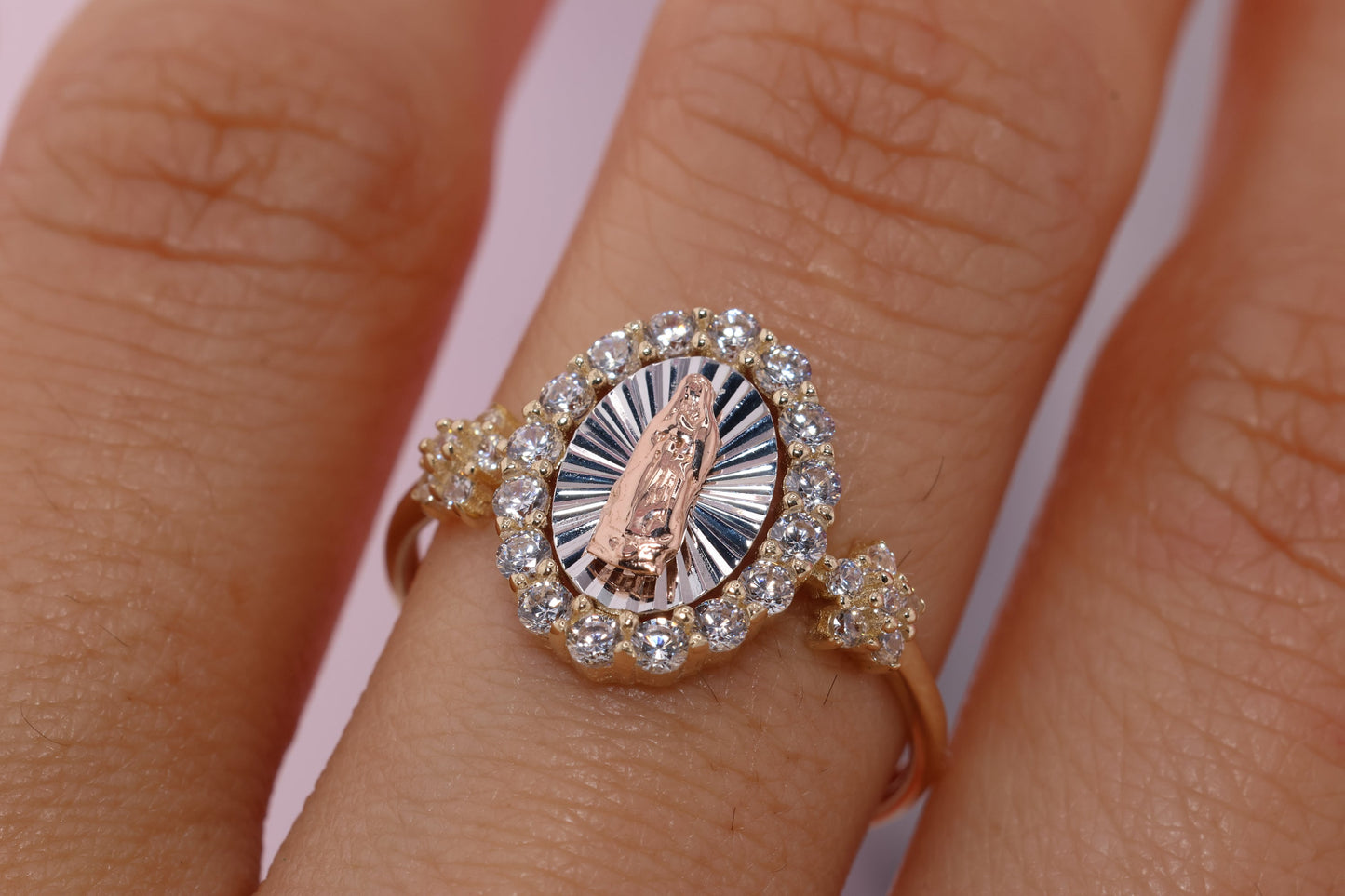 14k Solid Gold Virgin Mary Virgen Maria Lady Guadalupe Ring D