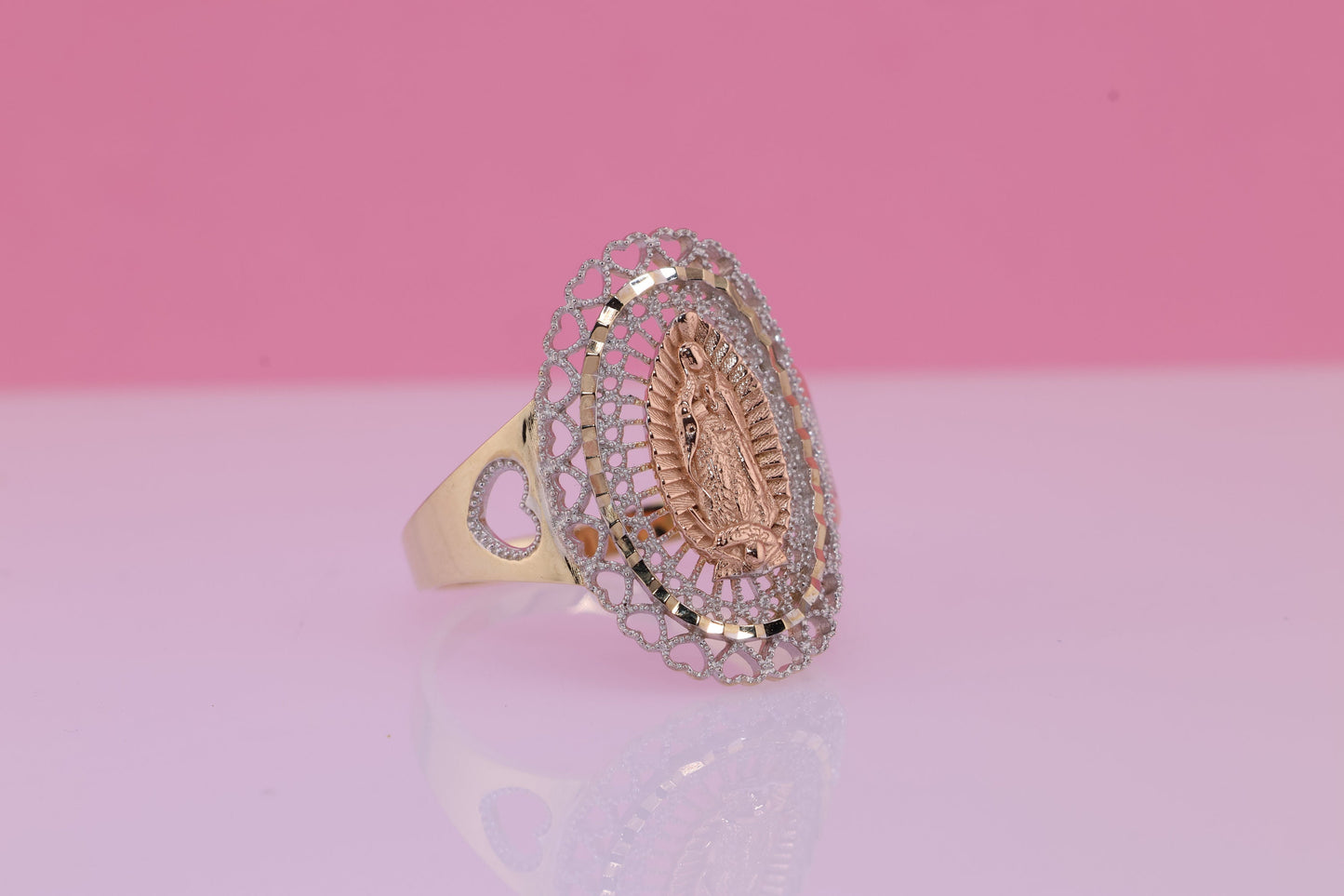 14k Solid Gold Virgin Mary Virgen Maria Lady Guadalupe Ring N