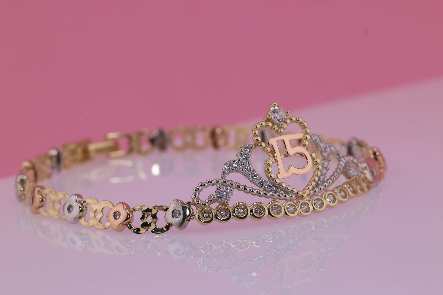 14K Gold 15 Anos Quinceanera Bracelet E
