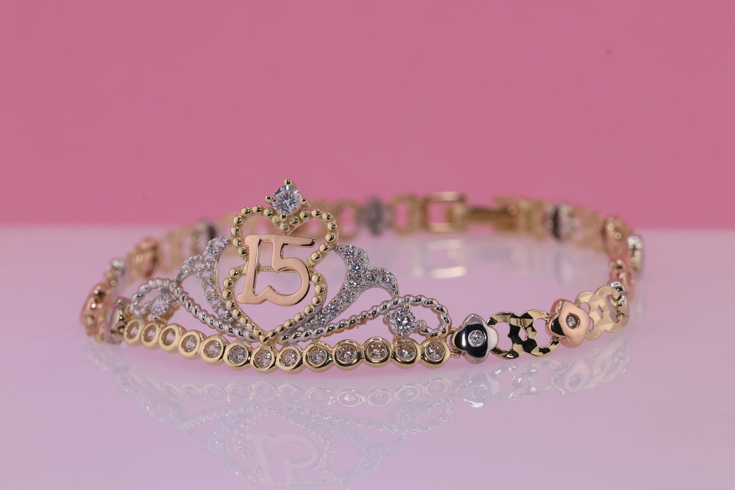 14K Gold 15 Anos Quinceanera Bracelet E