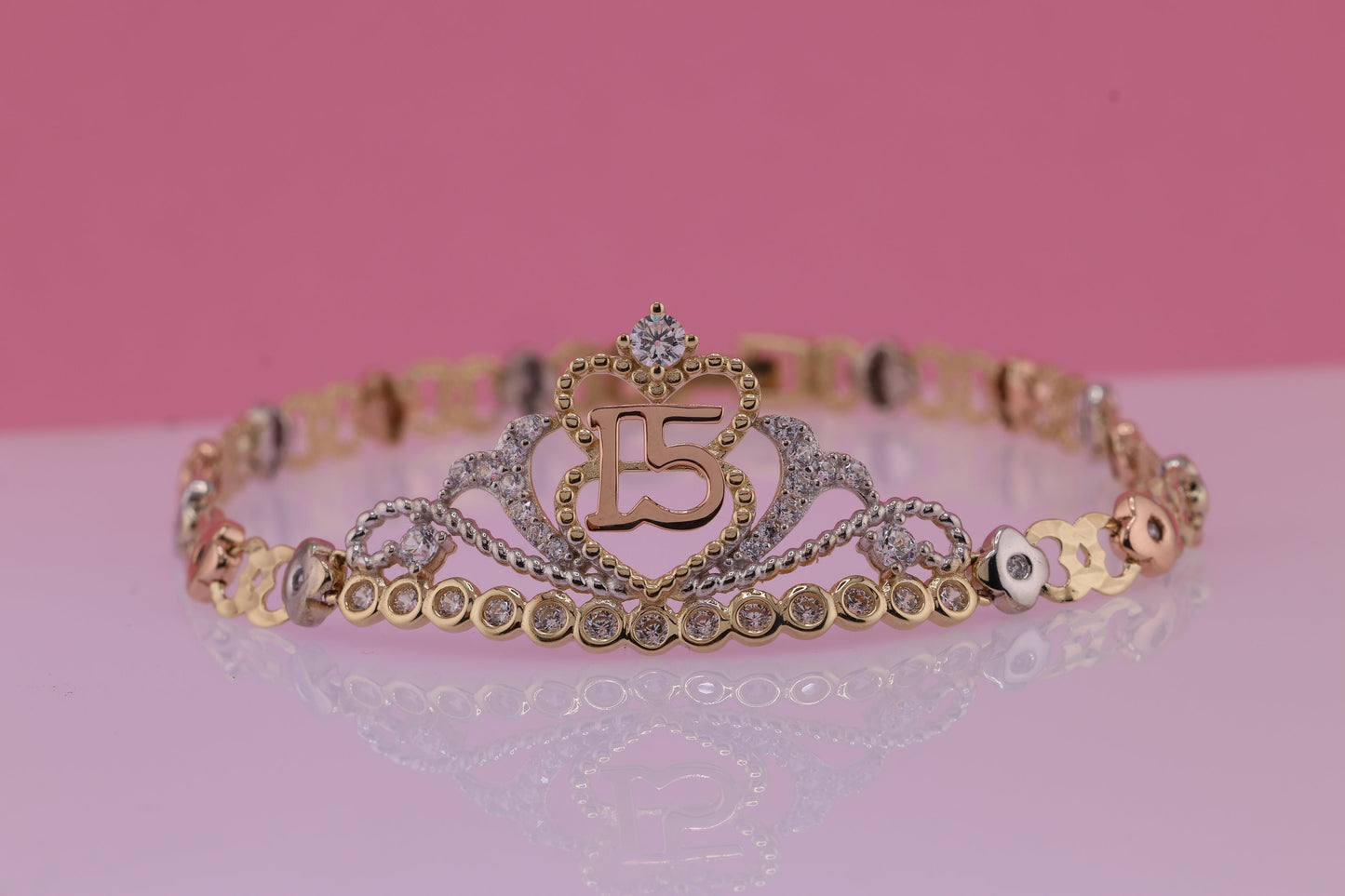 14K Gold 15 Anos Quinceanera Bracelet E