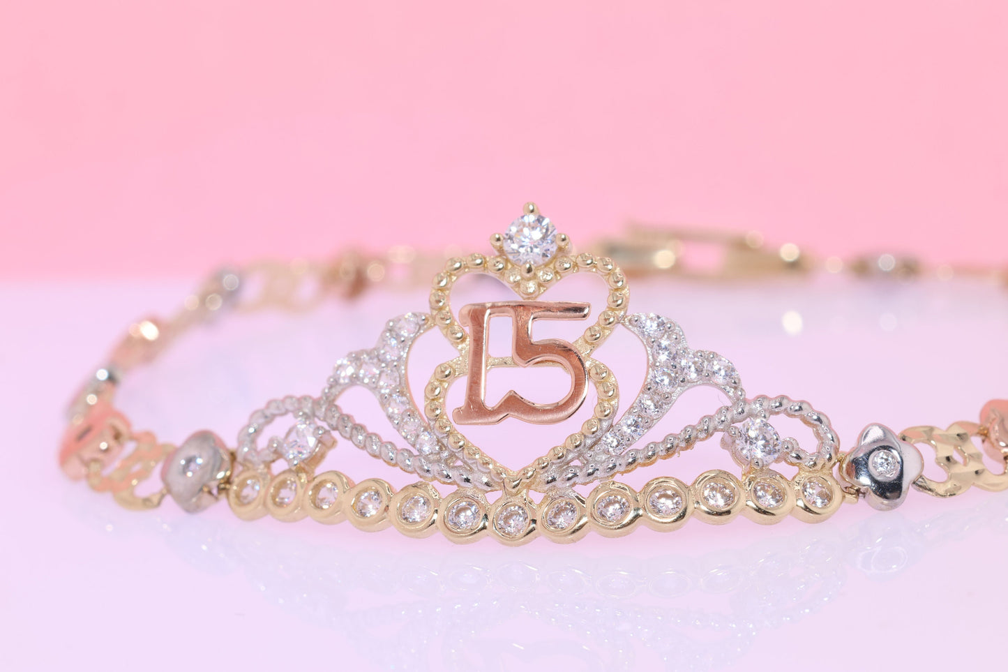 14K Gold 15 Anos Quinceanera Bracelet E