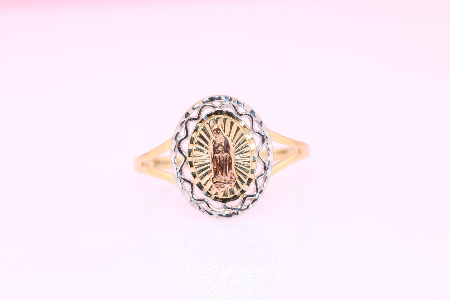 14k Solid Gold Virgin Mary Virgen Maria Lady Guadalupe Ring KK
