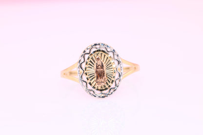 14k Solid Gold Virgin Mary Virgen Maria Lady Guadalupe Ring KK