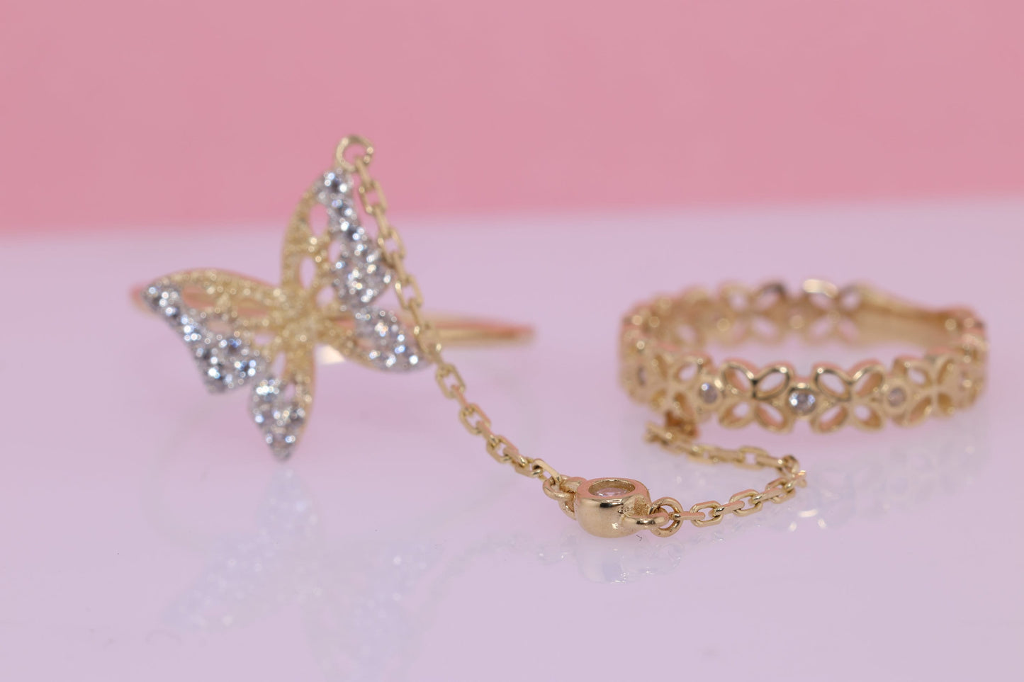 14k Yellow Gold Butterfly Midi Knuckle Ring