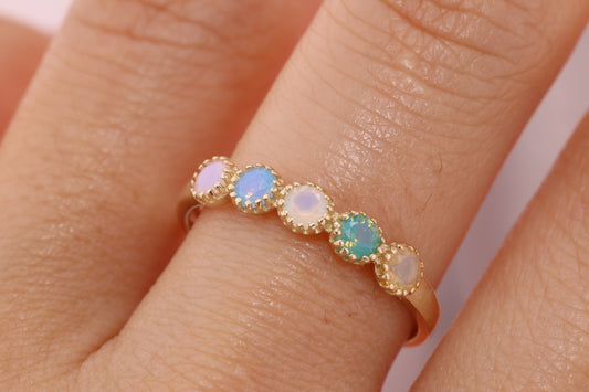 14K Gold Opal Colorful Ring