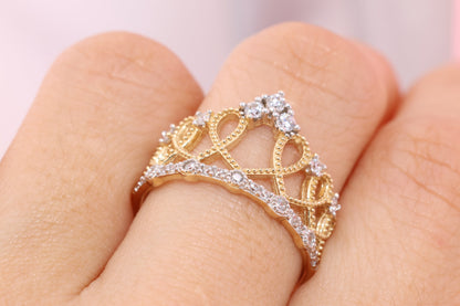 14k Gold Princess Tiara Princess Ring B