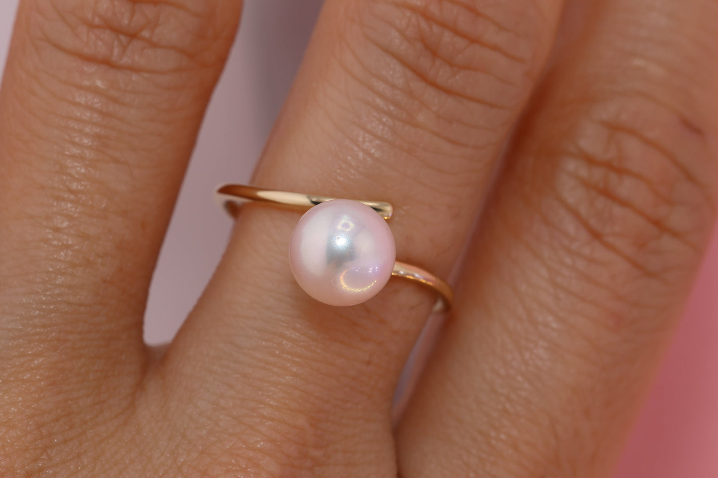 14K Gold Pearl Bypass Ring